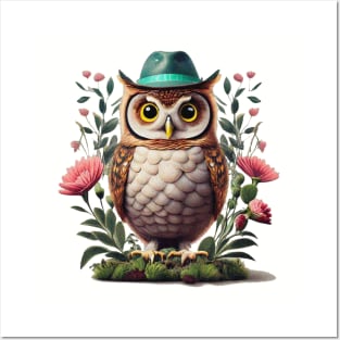 Owl with a Hat Posters and Art